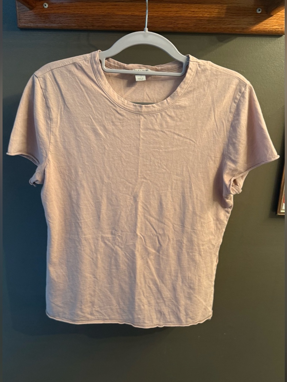 AllSaints Short Sleeve Crew Tee in Pale Pink
